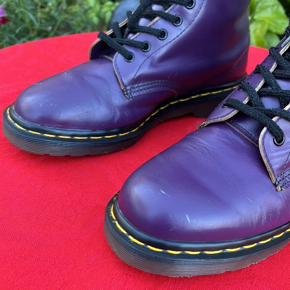 🏴 Dr. Martens MIE Vintage Purple Lace Up Combat Boots UK 7 - Picture 14 of 16